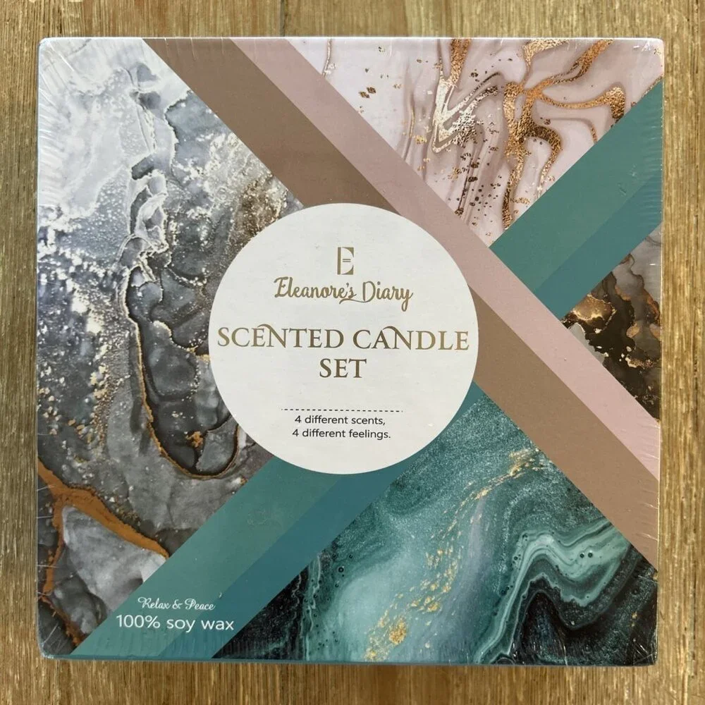 ELEANORE'S DIARY Scented Candles SET OF 4 Different Scents 100% Soy Wax NEW
